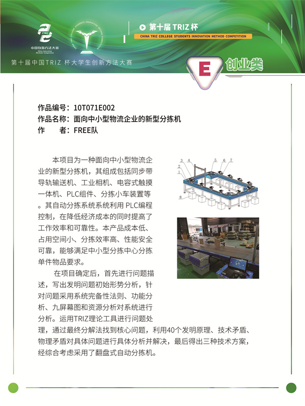 10T071E002 FREE团队 面向中小型物流企业的新型分拣机