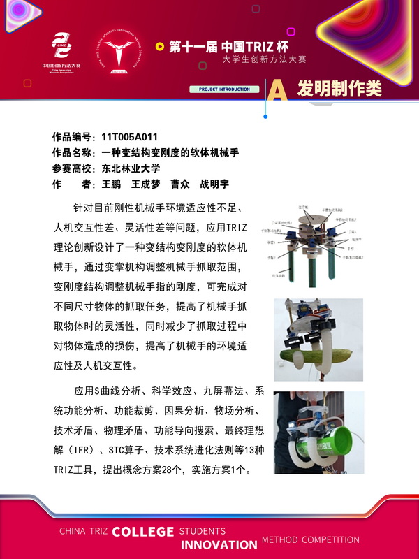 29-发明制作类-一种变结构变刚度的软体机械手-东北林业大学