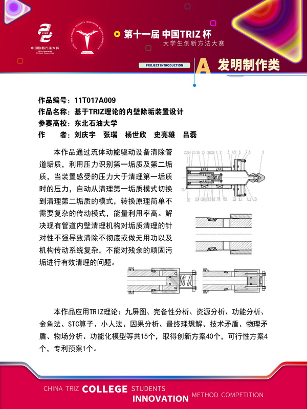 41-发明制作类+基于TRIZ理论的内壁除垢装置设计+东北石油大学