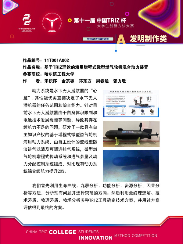 48-A发明制作类+基于TRIZ理论的海用增程式微型燃气轮机混合动力装置+哈尔滨工程大学
