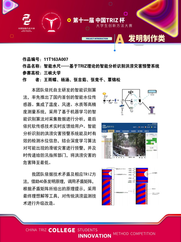 A发明制作类 智能水尺——基于TRIZ理论的智能分析识别洪涝灾害预警系统