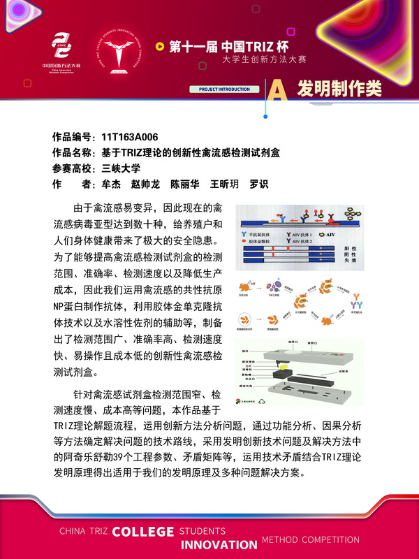 A发明制造类 基于TRIZ理论的创新性禽流感检测试剂盒