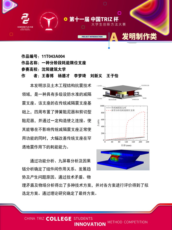 发明制作类-一种分阶段耗能限位支座-沈阳建筑大学