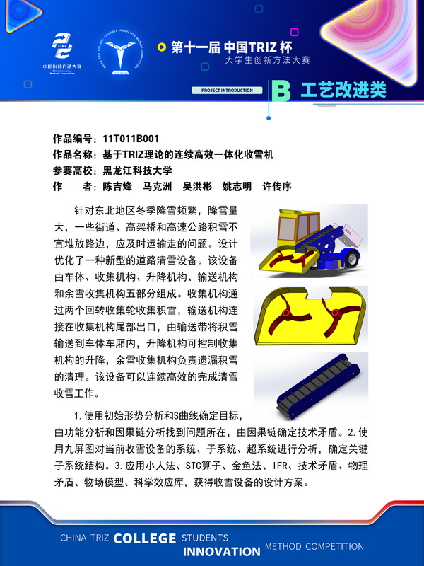 20-B工艺改进类-基于TRIZ理论的连续高效一体化收雪机-黑龙江科技大学
