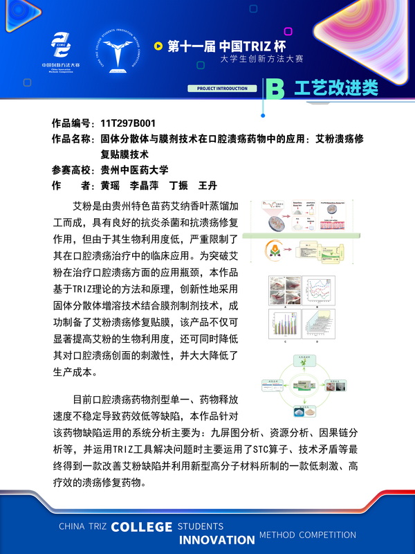 24-B工艺改进类-固体分散体与膜剂技术在口腔溃疡药物中的应用:艾粉溃疡修复贴膜技术+贵州中医药大学
