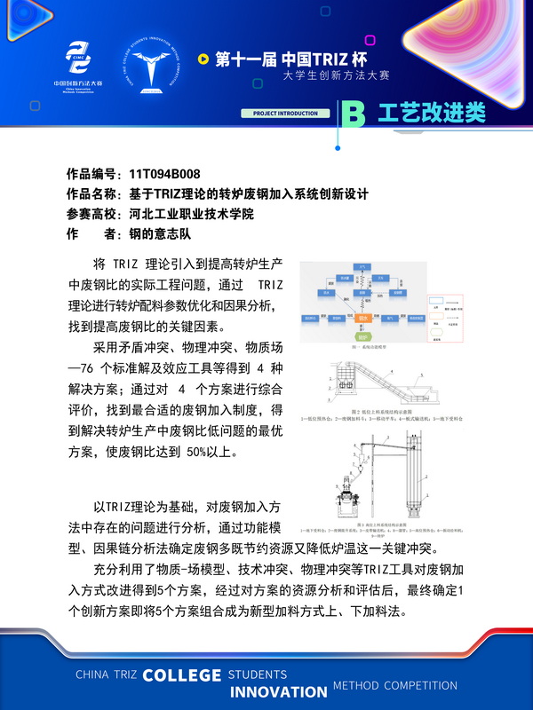21-工艺改进类 基于TRIZ理论的转炉废钢加入系统创新设计 河北工业职业技术学院