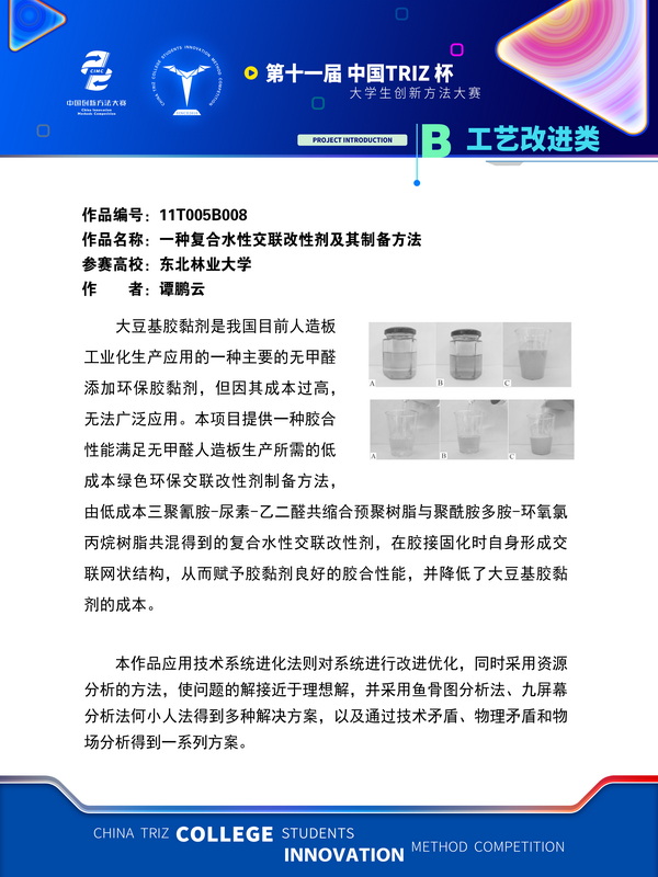工艺改进类 一种复合水性交联改性剂及其制备方法 东北林业大学-作品展示