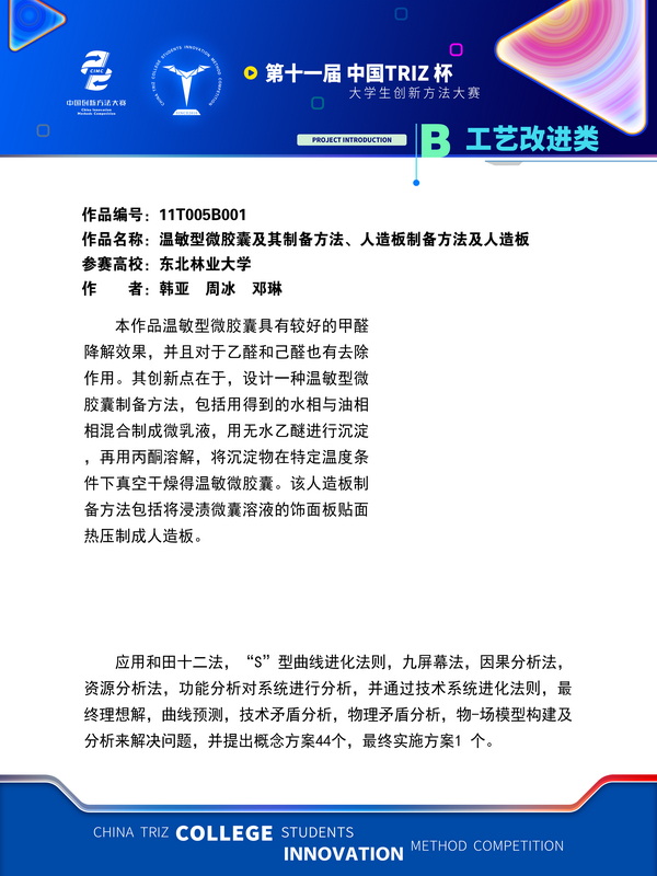 工艺改进类-温敏型微胶囊及其制备方法、人造板制备方法及人造板-东北林业大学---------没有照片
