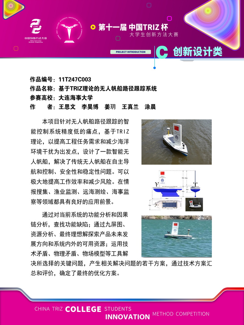 03-创新设计类+基于TRIZ理论的无人帆船路径跟踪系统+大连海事大学