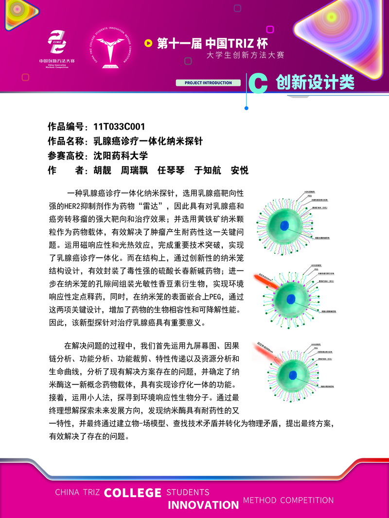 创新设计类-乳腺癌诊疗一体化纳米探针-沈阳药科大学