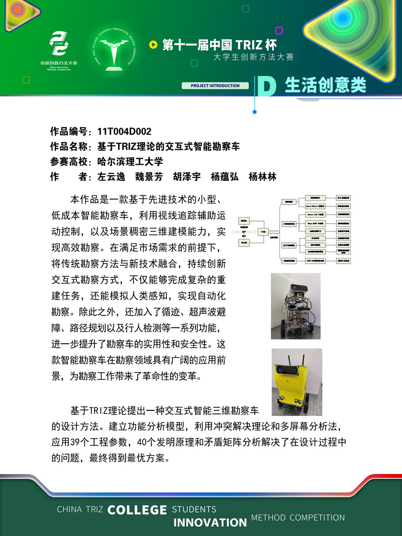 生活创意-基于TRIZ理论的交互式智能勘察车-哈尔滨理工大学