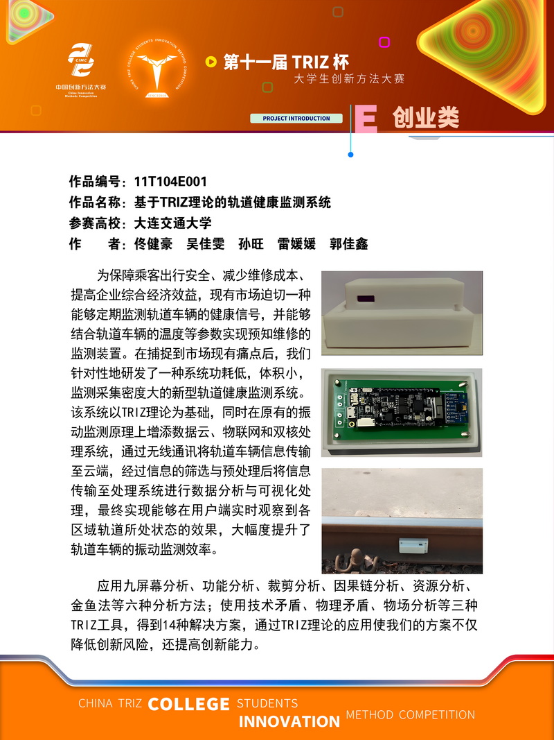 08-11T104E001—大连交通大学—基于TRIZ理论的轨道健康监测系统