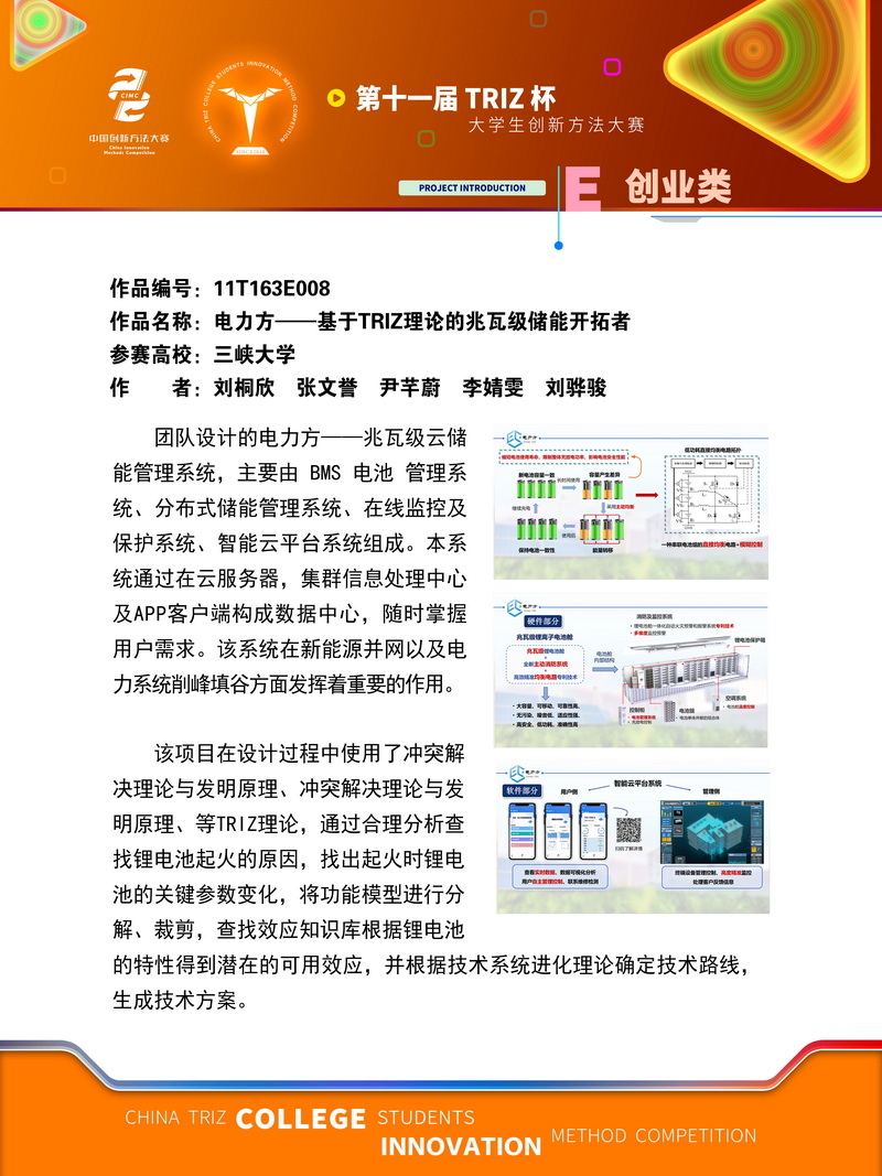 创业类 电力方——基于TRIZ理论的兆瓦级储能开拓者