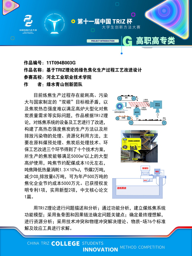 02-G高职高专类 基于TRIZ理论的绿色焦化生产过程工艺改进设计 河北工业职业技术学院